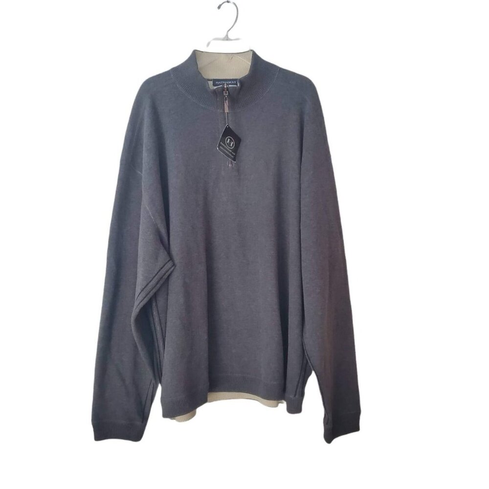 NWT‎ Hathaway Sweater 1/4 Zip Pullover Gray Long Sleeve Size XXL NEW